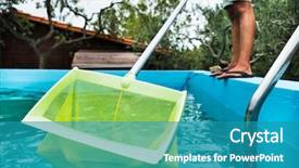  Presentation with water leaf - Slide deck featuring water of a swimming pool background and a teal colored foreground