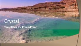  Presentation with sea water - Beautiful theme featuring water of the dead sea backdrop and a gray colored foreground