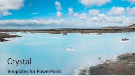  Presentation with blue water - Beautiful presentation theme featuring water of the famous iceland backdrop and a light blue colored foreground