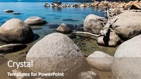  Presentation with tahoe - Beautiful presentation theme featuring water of the lake tahoe backdrop and a violet colored foreground