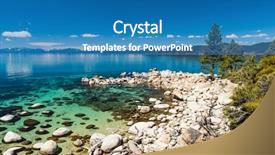  Presentation with clear water - Audience pleasing presentation theme consisting of water of the lake tahoe backdrop and a teal colored foreground