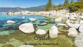  Presentation with clear water - Colorful slide set enhanced with water of the lake tahoe backdrop and a yellow colored foreground