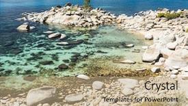  Presentation with tahoe - Beautiful PPT theme featuring water of the lake tahoe backdrop and a coral colored foreground