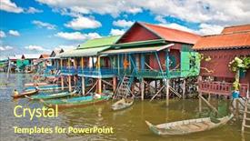  Presentation with floating - Theme enhanced with water of tonle sap background and a tawny brown colored foreground