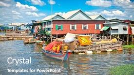  Presentation with cambodia - Amazing PPT layouts having water of tonle sap backdrop and a seafoam green colored foreground