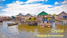  Presentation with floating - Audience pleasing PPT theme consisting of water of tonle sap backdrop and a coral colored foreground