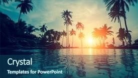  Presentation with palm beach - Audience pleasing slide deck consisting of water on a tropical backdrop and a ocean colored foreground