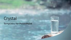  Presentation with glass of water - Colorful slide set enhanced with water on blurred river background backdrop and a light blue colored foreground