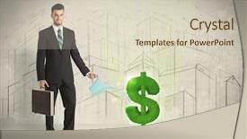  Presentation with business growth dollar - PPT layouts with water on dollar tree sign background and a soft green colored foreground