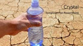  Presentation with water bottle - Beautiful PPT theme featuring water on dry cracked soil backdrop and a coral colored foreground