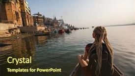  Presentation with varanasi - Presentation featuring water on the gang background and a tawny brown colored foreground