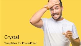  Presentation with child drinking water from glass - Beautiful presentation theme featuring water over isolated background stress backdrop and a  colored foreground