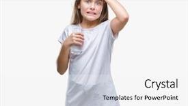  Presentation with child drinking water from glass - PPT theme featuring water over isolated background stress background and a  colored foreground