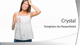  Presentation with drinking glass - Colorful slides enhanced with water over isolated background stress backdrop and a white colored foreground