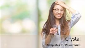  Presentation with drinking glass - Theme having water over isolated background stress background and a coral colored foreground