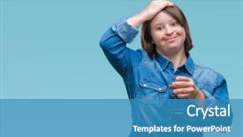  Presentation with down syndrome children disability school - Presentation featuring water over isolated background stress background and a teal colored foreground