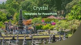  Presentation with indonesia - PPT theme featuring water palace of tirta gangga in east bali indonesia background and a tawny brown colored foreground