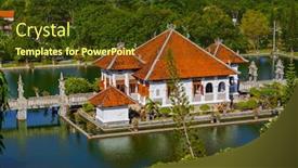  Presentation with bali - Presentation design having water-palace-taman-ujung background and a tawny brown colored foreground