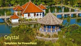  Presentation with bali - PPT theme with water-palace-taman-ujung background and a tawny brown colored foreground