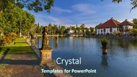  Presentation with indonesia - PPT theme having water-palace-taman-ujung background and a ocean colored foreground