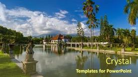 Presentation with indonesia - Audience pleasing PPT theme consisting of water-palace-taman-ujung backdrop and a tawny brown colored foreground