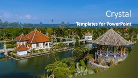  Presentation with indonesia - Amazing PPT layouts having water-palace-taman-ujung backdrop and a teal colored foreground