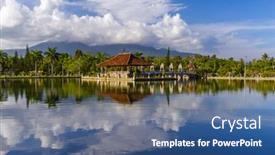  Presentation with bali - Presentation theme having water-palace-taman-ujung background and a ocean colored foreground