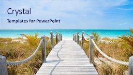  Presentation with caribbean - Cool new presentation design with water path - beautiful beach at caribbean providenciales backdrop and a sky blue colored foreground