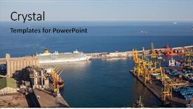  Presentation with port - Slide deck with water petrol - landscape from bird view background and a light blue colored foreground