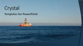  Presentation with drillship - Colorful slide deck enhanced with water petrol - offshore oil and gas drillship backdrop and a light blue colored foreground