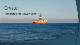  Presentation with drillship - Theme having water petrol - offshore oil and gas drillship background and a light blue colored foreground