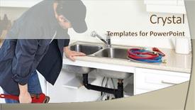  Presentation with water pipe - Slide set consisting of water pipe - plumber background and a sky blue colored foreground