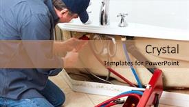  Presentation with plumber - Slide set consisting of water pipe - plumber background and a coral colored foreground