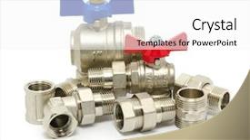  Presentation with plumbing fixtures - Slide deck enhanced with water pipe - plumbing fixtures and piping parts background and a white colored foreground