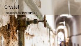  Presentation with water pipes - Presentation design with water pipes of old prison background and a coral colored foreground