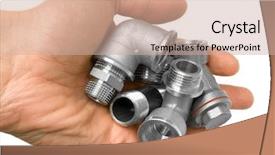  Presentation with water pipes - PPT theme featuring water pipes on a white background background and a coral colored foreground