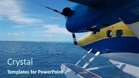  Presentation with water ocean - Cool new presentation theme with water-plane-on-the-ocean backdrop and a ocean colored foreground