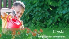  Presentation with garden - Cool new presentation theme with water plant - boy with watering can backdrop and a  colored foreground