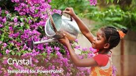  Presentation with garden - Amazing presentation having water plant - small african girl working backdrop and a red colored foreground