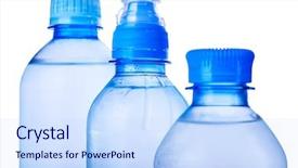  Presentation with plastic beads in water - Beautiful PPT theme featuring water plastic bottle on white backdrop and a sky blue colored foreground