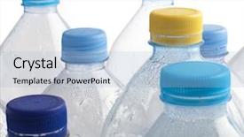  Presentation with plastic bottle - Audience pleasing slide deck consisting of exterme heat cold - water plastic empty bottle stack backdrop and a light blue colored foreground