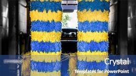  Presentation with car wash - Colorful PPT theme enhanced with washing robot - view of automatic car wash backdrop and a ocean colored foreground