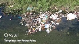  Presentation with water pollution garbage - Audience pleasing presentation design consisting of water-pollution-plastic-garbage backdrop and a dark gray colored foreground
