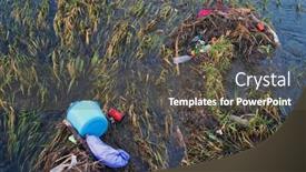  Presentation with water pollution garbage - Beautiful PPT layouts featuring water-pollution-with-garbage backdrop and a dark gray colored foreground