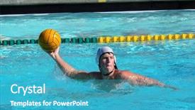  Presentation with polo - Beautiful PPT theme featuring water polo - boy throwing a goal backdrop and a teal colored foreground