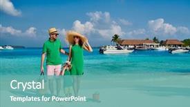 Presentation with old couple - Presentation design consisting of water polo - family on beach young couple background and a teal colored foreground