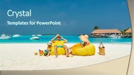  Presentation with family dreams of vacation - Audience pleasing presentation design consisting of water polo - family on beach young couple backdrop and a  colored foreground