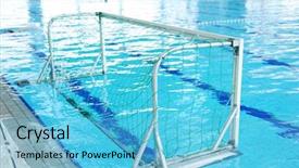  Presentation with water polo - PPT theme enhanced with water polo - waterpool goal empty background and a light blue colored foreground