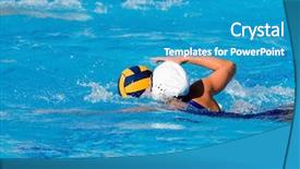  Presentation with polo - Beautiful presentation theme featuring water polo action and equipment backdrop and a teal colored foreground