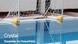  Presentation with water polo - Presentation theme featuring water polo gate in the indoor pool background and a teal colored foreground